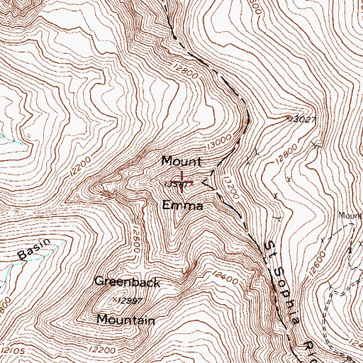 Topographic Map of Mount Emma, CO