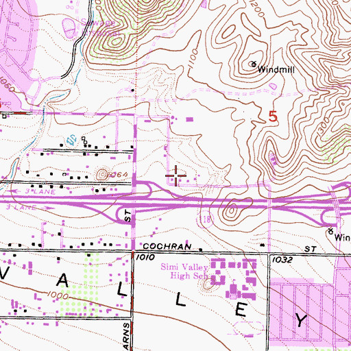 Topographic Map of Mid-Valley Congregation Kingdom Hall of Jehovahs Witnesses, CA