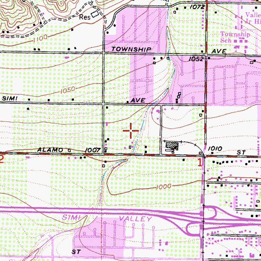 Topographic Map of Rancho Tapo Community Park, CA