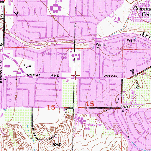 Topographic Map of Royal Avenue Baptist Church, CA