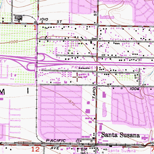 Topographic Map of Santa Susana Elementary School, CA