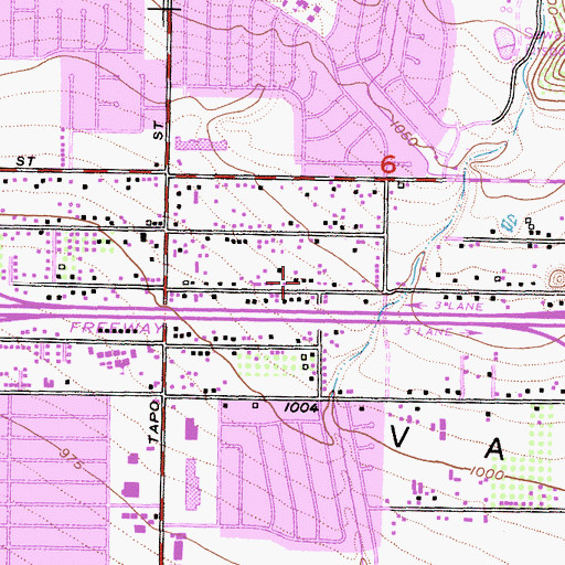 Topographic Map of Simi Valley Missionary Baptist Church, CA
