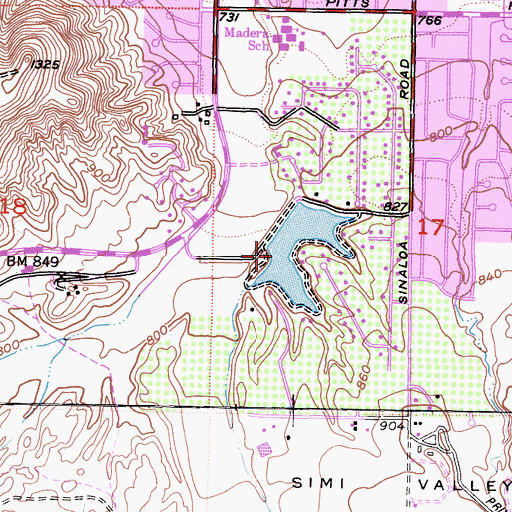 Topographic Map of Sinaloa Lake, CA