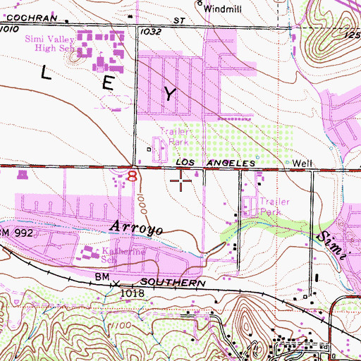 Topographic Map of Stone Gate Shopping Center, CA