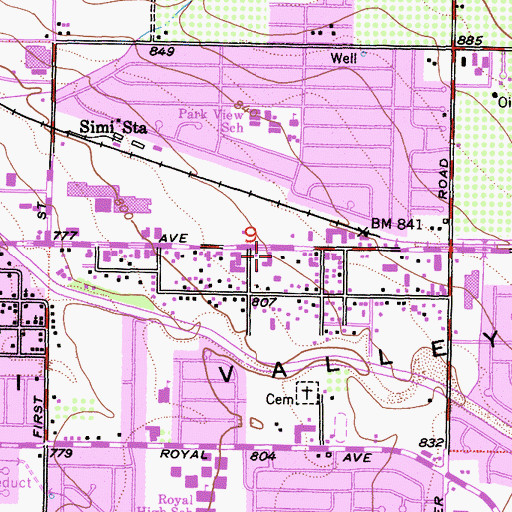 Topographic Map of Sunrise Preschool, CA