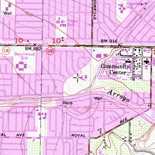 Topographic Map of Sycamore Community Center, CA