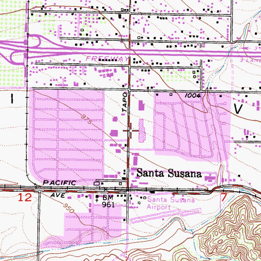 Topographic Map of Tapo Plaza Shopping Center, CA