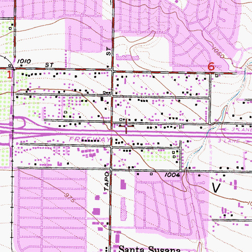 Topographic Map of Valley Bible Community Church, CA
