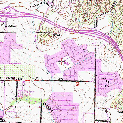 Topographic Map of White Oak Elementary School, CA