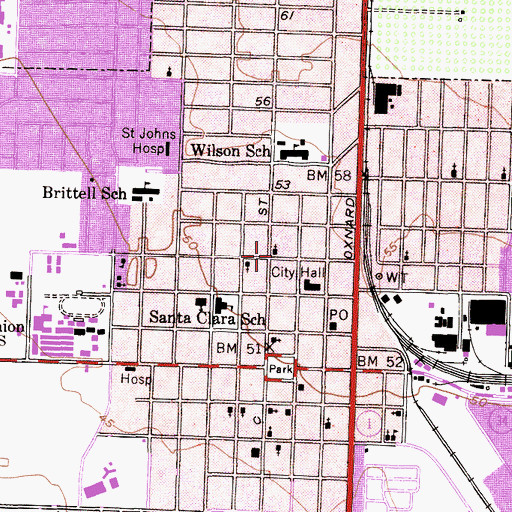 Topographic Map of All Saints Episcopal Church, CA