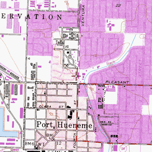 Topographic Map of Beach Port Shopping Center, CA