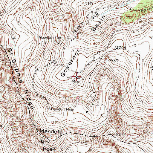Topographic Map of Virginius Mine, CO