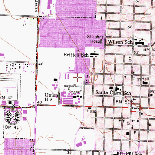 Topographic Map of Buddhist Church of Oxnard, CA