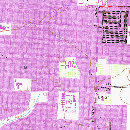 Topographic Map of E O Green Junior High School, CA