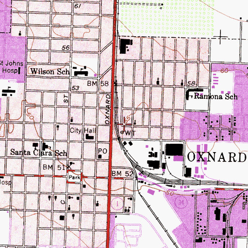 Topographic Map of First Baptist Church, CA