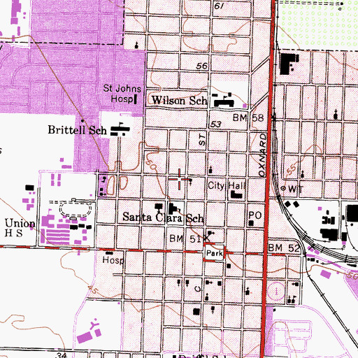 Topographic Map of First Church of Christ Scientist, CA