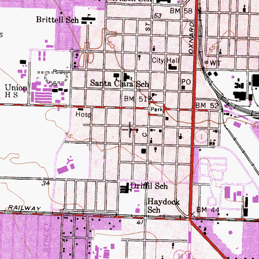 Topographic Map of First Presbyterian Church, CA