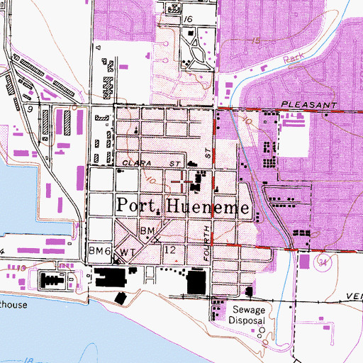 Topographic Map of Hueneme Elementary School, CA