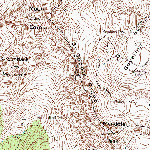 Topographic Map of Saint Sophia Ridge, CO