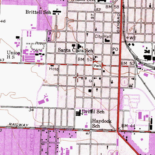 Topographic Map of Oxnard Community Christian Church, CA