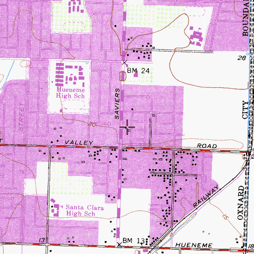 Topographic Map of Pleasant Valley Mobile Home Park, CA