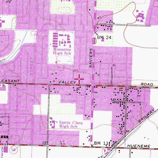 Topographic Map of Pleasant Valley Shopping Center, CA