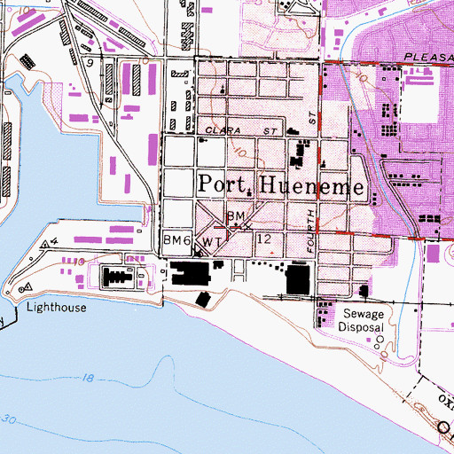 Topographic Map of Port Hueneme Chamber of Commerce, CA