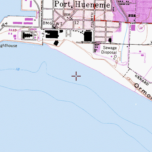 Topographic Map of Port Hueneme Fishing Pier, CA