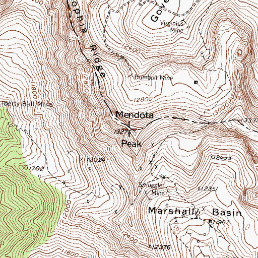 Topographic Map of Mendoza Peak, CO