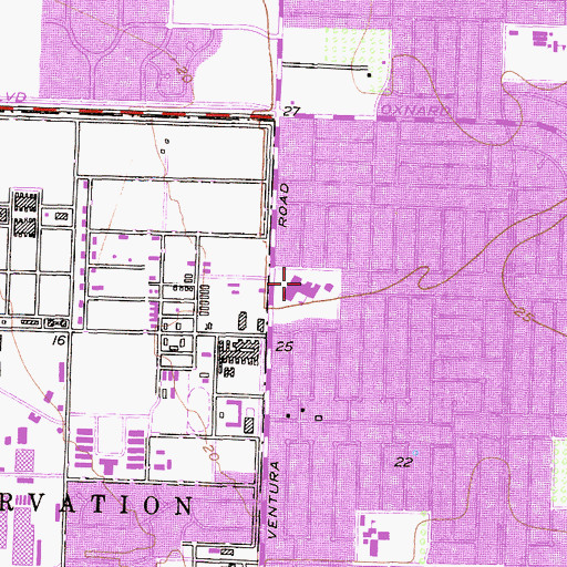 Topographic Map of Sunkist Elementary School, CA