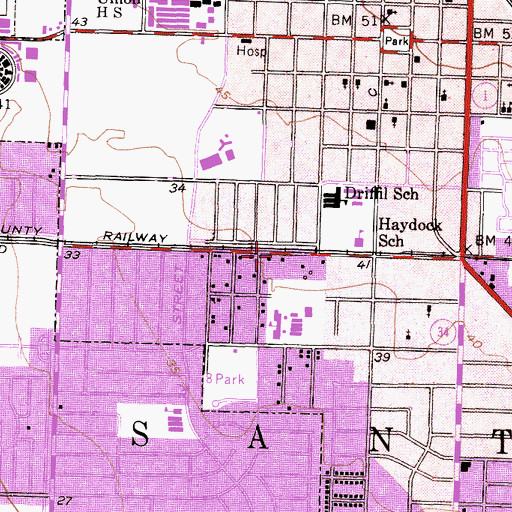 Topographic Map of Assembly of God Evangelistic Center, CA