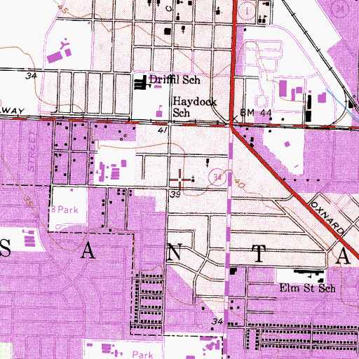 Topographic Map of Church at the Crossroads Baptist Church, CA