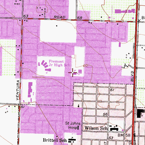 Topographic Map of Curren Elementary School, CA