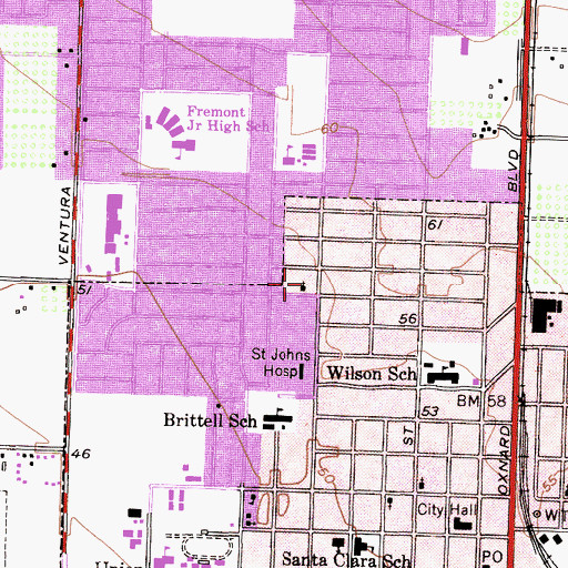 Topographic Map of Lutheran Church of Our Redeemer, CA