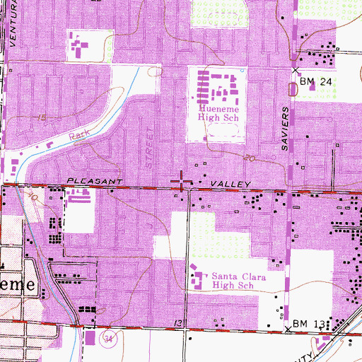 Topographic Map of Mary Star of the Sea Catholic Church, CA