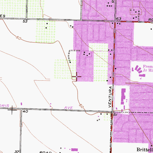 Topographic Map of Nueva Vista School, CA