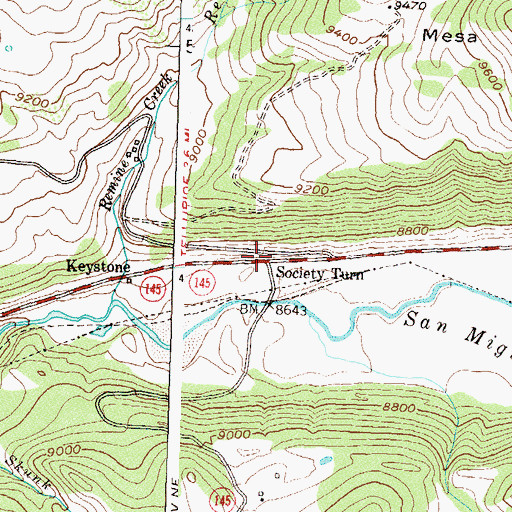 Topographic Map of Society Turn, CO