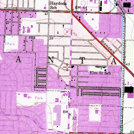 Topographic Map of Oxnard Church of the Nazarene, CA