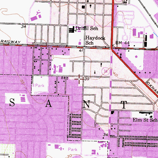 Topographic Map of Saint Paul Baptist Church, CA