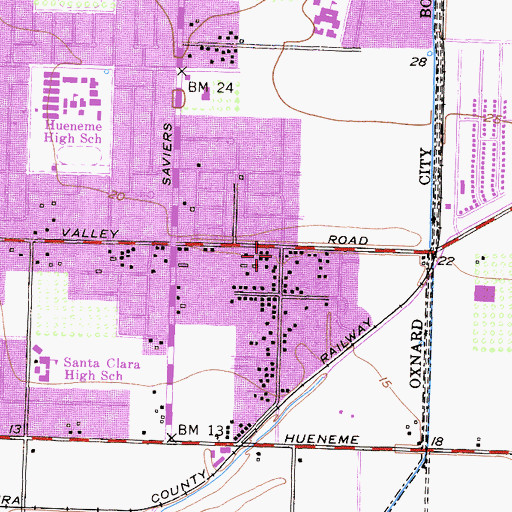 Topographic Map of Valley Baptist Church, CA