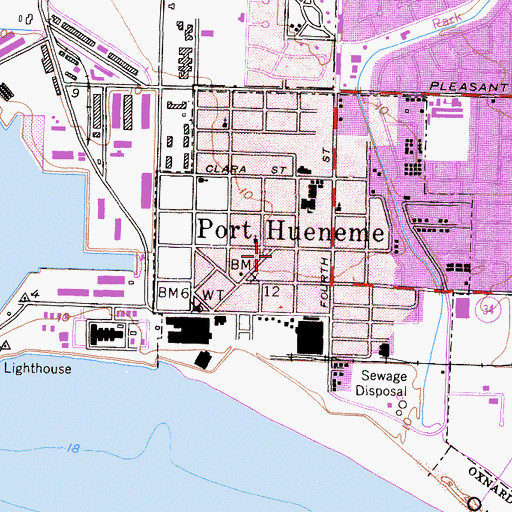 Topographic Map of Womens Improvement Club of Hueneme, CA