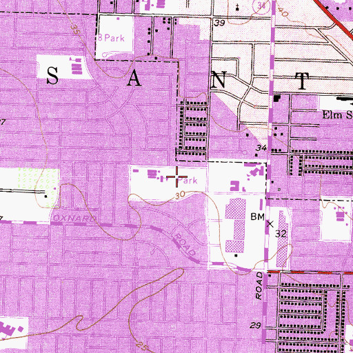 Topographic Map of Beck Park, CA