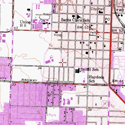Topographic Map of Bethel African Methodist Episcopal Church, CA