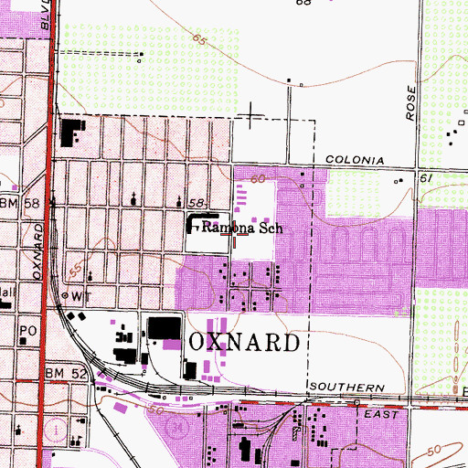 Topographic Map of Colonia Park, CA