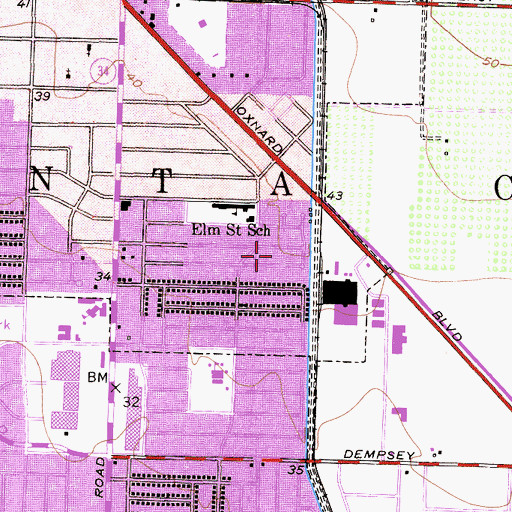 Topographic Map of Elm Park, CA