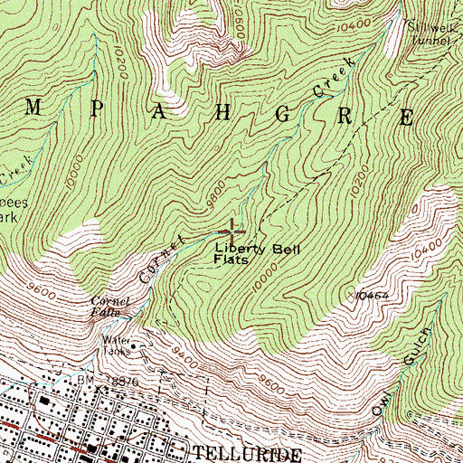 Topographic Map of Liberty Bell Flats, CO