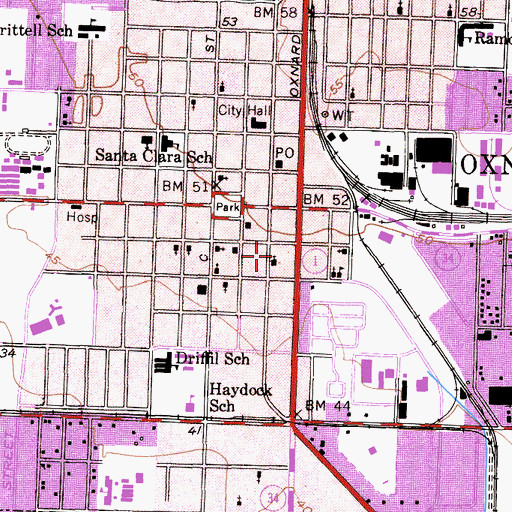 Topographic Map of Park Avenue Church of Christ, CA