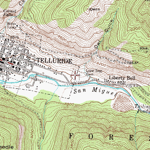 Topographic Map of Lone Tree Cemetery, CO