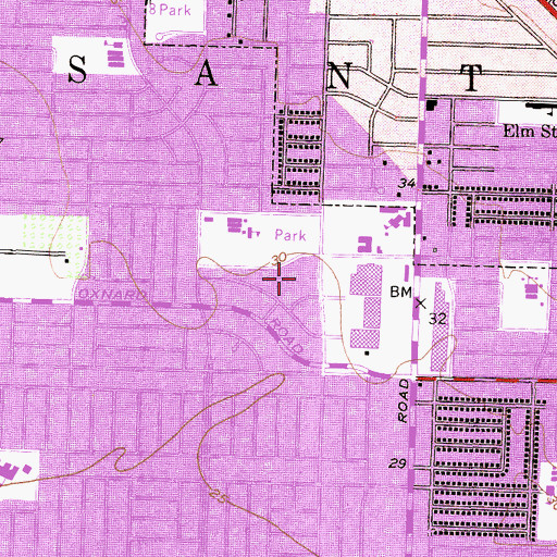 Topographic Map of Saint Anthonys School, CA