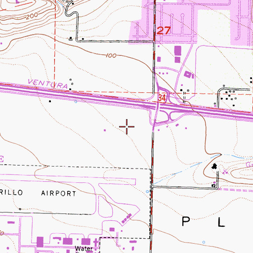 Topographic Map of Carmarillo Town Center Shopping Center, CA